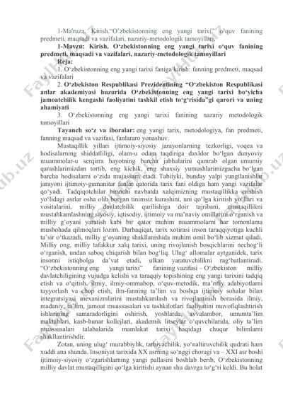o‘zbekistonning eng yangi tarixi — DOCX