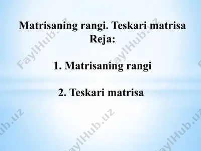 matrisaning rangi. teskari matrisa — PPTX