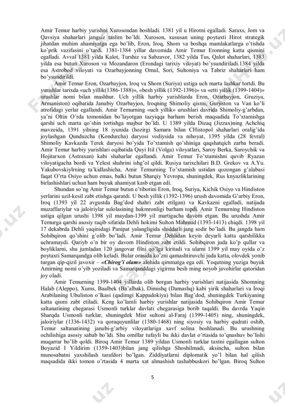 bi ilmlaridan mavlonozoda samarqandiy, jun (paxta) tituvchilar mahallasining oqsoqoli abu bakr kuluyi (kalaviy) naddof va mergan mavlono xurdaki buxoriylar boshchilik qiladilar. sarbadorlar samarqand shahrida mo’g’ullarga qaqshatqich zarba beradilar. samarqandliklarning ishlab chiqqan harbiy rejasi puxta chiqdi va o’z samarasini berdi. bir necha hujum samarasiz tugagach mo’g’ullar shahar atrofini qurshab olib uzoq vaqt qamal qilish rejasini o’ylab chiqdilar. lekin lashkar safida yuqumli kasallik tarqaldi. buni ot vabosi (o’lati) deb atashadi. o’lat oqibatida ilyosxo’ja qo’shinlariga mansub 3 otlarning katta qismi qirilib ketdi. ilyosxo’ja katta yo’qotishlar bilan dastlab samarqandni keyin esa movarounnahrni tashlab ketishga majbur bo’ldi. sarbadorlarning ilyosxo’ja ustidan g’alabasi butun movarounnahrga ovoza bo’ldi. bu paytda keshda bo’lgan amir temur bu xabarni amudaryo bo’ylarida bo’lgan amir xusaynga yetkazdi. 1366 yilning bahorida ular samarqandga yetib keladilar va shahar yaqinidagi konigil (samarqandning janubiy-sharqida, cho’ponota tepaligi etagidagi gil koni bo’lib, bu kon yaqinida, siyob (obirahmat) arig’i bo’yida joylashgan keng, ko’kalamzor mavze) mavzeyiga kelib tushadilar. beklar sarbadorlarning yetakchilari …