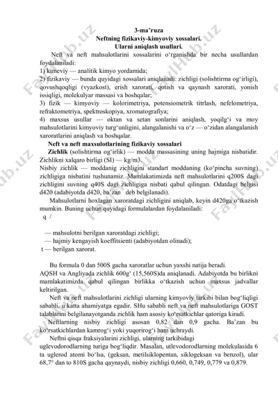 neftning fizikaviy-kimyoviy xossalari — PDF