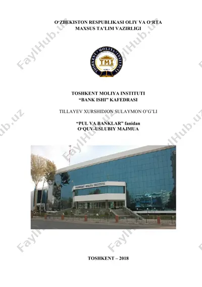 o‘quv-uslubiy majmua "pul va banklar" — DOC