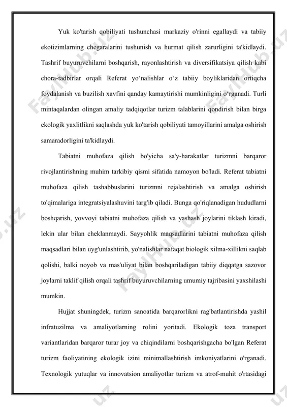 ita sifatida paydo bo'ldi. xulosa onlayn platformalardan marketing kampaniyalari, bron qilish tajribasi va shaxsiy imtiyozlarni qondirish uchun shaxsiy ma'lumotlarni tarqatish uchun qanday foydalanilishini o'rganadi. amaliy tadqiqlar raqamli platformalarning nafaqat operatsiyalarni soddalashtirish, balki sayyohlar uchun yanada qulay va yoqimli tajriba yaratish imkoniyatlarini ta'kidlab, muvaffaqiyatli amalga oshirilishini ko'rsatadi. qo'shimcha reallik va virtual haqiqatni birlashtirish asosiy o'rinni egallaydi, chunki maqola immersiv texnologiyalar tashrif buyuruvchilarning boyitilgan tajribasiga qanday hissa qo'shishini o'rganadi. mavjud amaliyotlar va yutuqlar sintezi orqali referat ar va vrdan madaniy va tabiiy resurslar bilan interaktiv uchrashuvlarni ta'minlash, jismoniy ta'sirni minimallashtirish bilan birga chuqurroq tushunish va qadrlashni rivojlantirish uchun qanday mas'uliyat bilan foydalanish mumkinligini ko'rsatadi. maqola, shuningdek, ma'lumotlarga asoslangan tushunchalar va tahlillar sohasini o'rganadi. u turizm ma'lumotlarini to'plash va tahlil qilish qanday qilib tashrif buyuruvchilarning xatti-harakatlari, imtiyozlari va naqshlari haqida qimmatli tushunchalarni berishi mumkinligini o'rganadi. annotatsiyada resurslarni taqsimlashni optimallashtirish, infratuzilmani rejalashtirishni yaxshilash va barqaror va barqaror turizm ekotizimini yaratish uchun umumiy maqsadli boshqaruvni …
