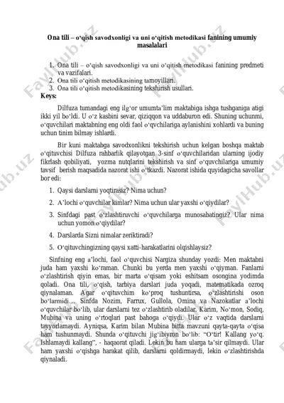 ona tili - o‘qish savodxonligi va uni o‘qitish metodikasi — PDF