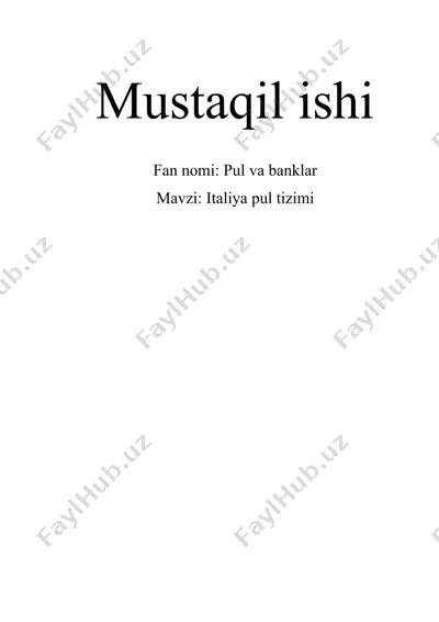 italiya pul tizimi — DOCX