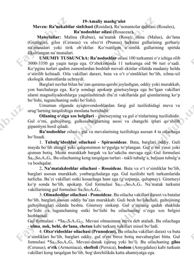 ra’nokabilar sinfchasi (rosidae) — DOCX