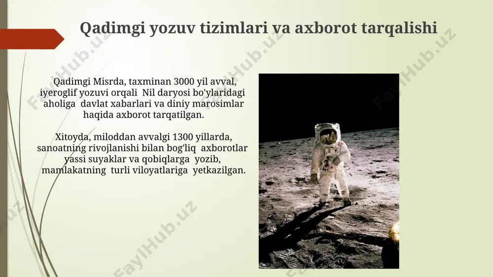 jadal rivojlanishi va ijtimoiy tarmoqlarning keng tarqalishi tufayli, masalan, janubiy koreya kabi mamlakatlarda yangi turdagi media va axborot madaniyati shakllandi. 20-asrning ikkinchi yarmidan boshlab, internetning rivojlanishi bilan global miqyosda axborot almashinuvi tezlashdi, bu esa aqsh va yevropa mamlakatlaridan tashqari, osiyo va afrika davlatlarida ham yangi media madaniyatining shakllanishiga olib keldi. radio va televideniyaning rivojlanishi televizion eshittirish 1930-yillarning oxirida, buyuk britaniya va aqshda birinchi eksperimental translyatsiyalardan so'ng, o'zbekistonda 1950-yillardan boshlab keng miqyosda rivojlana boshladi. 1920-yillarda sssrda radioeshittirishning jadal rivojlanishi, shu jumladan, moskva va leningrad kabi yirik shaharlarda kuchli uzatish stansiyalarining qurilishi milliy madaniyatning shakllanishiga sezilarli ta'sir ko'rsatdi. internet va jahon oʻrgimchak toʻri internetning rivojlanishi natijasida 2000-yillarning boshlarida ijtimoiy tarmoqlarning paydo boʻlishi, global miqyosda milliardlab foydalanuvchilar bilan oʻzaro aloqani osonlashtirdi va axborot madaniyatiga chuqur taʼsir koʻrsatdi. 1969-yilda arpanet tarmogʻining yaratilishi, aqsh mudofaa vazirligi tomonidan moliyalashtirilgan, internetning dastlabki bosqichi boʻlib, maʼlumotlarni uzoq masofalarga uzatish imkoniyatini taqdim etdi. bosmaxona ixtirosi va kitob chop etish …