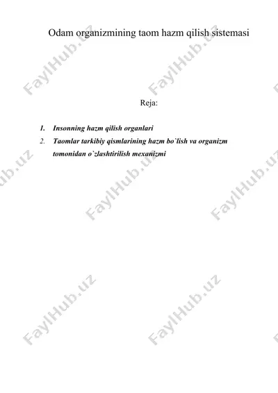 odam organizmining taom hazm qilish sistemasi — DOC
