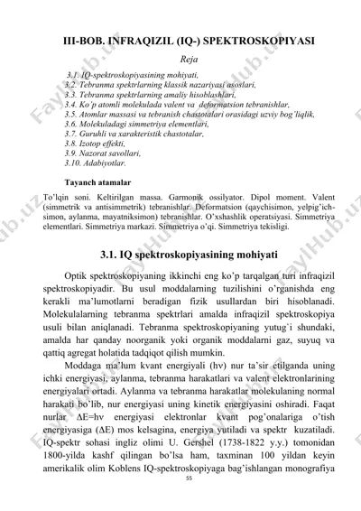 iii-bob. infraqizil (iq-) spektroskopiyasi — DOCX