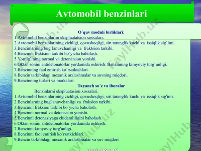 аvtоmоbil bеnzinlаri — PPT