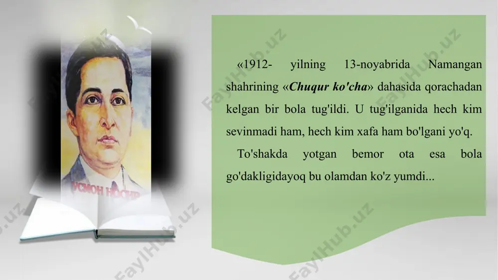 drama («atlas», «zafar», «so'nggi kun», «dushman» asarlarini) yaratdi. badiiy tarjima sohasida ham shoir o'ziga xos tarjimonlik madaniyatini va poetik didini namoyish qilgan edi. n.a.dobrolyubovning «haqiqiy kun qachon keladi?» degan mashhur asarini, v.i.kirshonning «ulug' kun» dramasini, a.s.pushkinning «bog'chasaroy fontani», m.yu.lermontovning «iblis» nomli dostonlarini, hayne, gyote, bayron ijodidan ko'pgina namunalarni o'zbek kitobxonlari usmon nosir tarjimasida o'qidi. bu poetik tarjimalar, o'zbek adabiyotining tarjima asarlar sahifasida shoh namunalar bo'lib qoldi. usmon nosir lirik shoir edi. bu yangroq lirika o'zbek she'riyatidagi lirik oqimga hamohang bo'ldi, bu oqimga yangi sharshara bo'lib qo'shildi va bu unga yanada joziba baxsh etdi. shoir ijodidagi bu xususiyatlar she'riyatda lirikaning yangi turini, badiiy soddalikning eng yaxshi namunasini namoyish qildi. usmon she'rlarida jimjimadorlik, g'alizlik, zo'rma-zo'rakilik ko'rinmas, fikr-tuyg'u sodda, lekin lirik harorat bilan, jozibadorlik bilan, original tashbihlar bilan bay on qilinar edi: she'rim! yana o'zing yaxshisan, boqqa kirsang, gullar sharmanda. bir men emas, hayot shaxsisan, jonim kabi yashaysan manda. («yana she'rimga») bu she'riy …