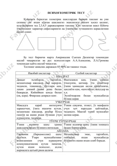 психогеометрик тест — DOC