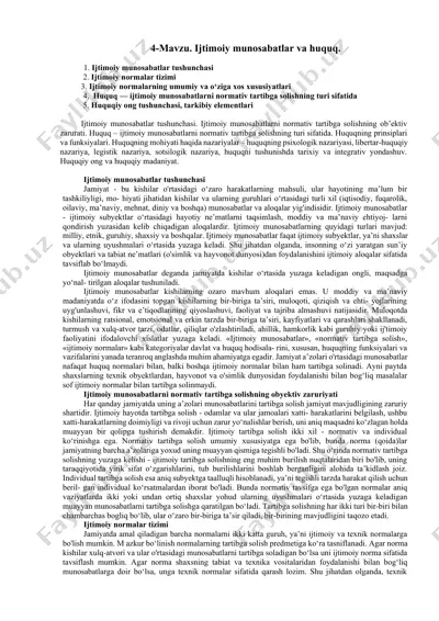 ijtimoiy munosabatlar va huquq — DOCX