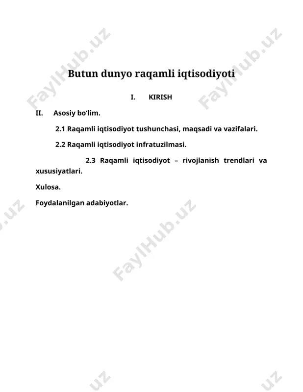 . 2.1. raqamli iqtisodiyot tushunchasi, maqsadi va vazifalari. hozirgi kunda hizmat ko’rsatish biznesida barqarorlikka erishish ilgarigidan ko’ra misli ko‘rilmagan darajada juda qiyin bo‘lib ketgan. mustahkam raqobatli ustunlikka erishish, eng yuqori cho‘qqiga chiqash hamda bu maqomni saqlab qolish oson ish emas. xususan, amerika statistika ma’lumotlariga ko‘ra, 2000 yil fortune 500 dan o‘rin olgan kompaniyalarning 52%dan ko’prog’i hozirgi kunga kelib mavjud emas. yana bir muhim ko‘rsatkich: standard & poor’s 500ga kiradigan kompaniyalarning o‘rtacha umr uzunligi 1960 yilda 60 yilni tashkil qilgan bo‘lsa, 2020 yilga kelib 12 yilga qisqargan. yetakchilik muddatining bunday besh karra qisqarishining sababi – butun biznesning, jumladan, servis biznesining raqamli asoslarga o‘tishi sanalib, biz ozirgi kunda bu hodisaning guvohi va qatnashchisi bo‘lib turibmiz. «raqamli inqilob» (digital disruption) – fenomeni tahlilchilar orasida ham, kompaniyalar direktorlar kengashilarida ham dolzarb mavzulardan biri hisoblanadi. servis biznesi qaysi bir ma’noda «default» maqomidagi raqamli biznesga aylanmoqda. bir tomondan, hech bir kompaniya ham foto biznesda bir paytlar …