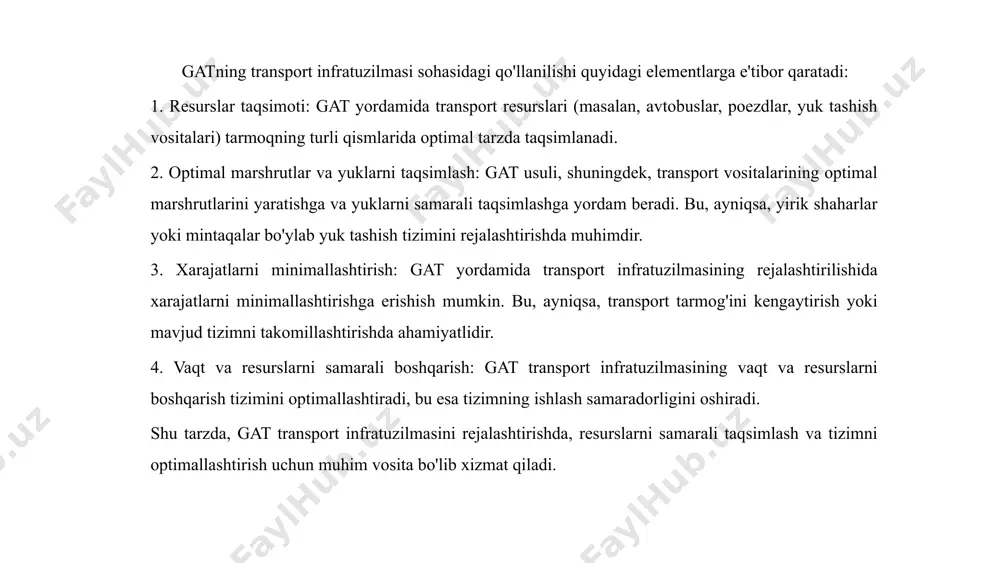 shga yordam beradi. ... t.me/slaydai_bot transport infratuzilmasiga ta'sir ko'rsatishda tabiat muhofazasi tabiat muhofazasi transport infratuzilmasiga sezilarli ta'sir ko'rsatadi. o'zbekistonda 2022-yilda ekologik normativlarga muvofiq transport infratuzilmasi loyihalarining 45% qismi qayta ko'rib chiqilgan. avtomobil yo'llari hududlarini o'rmonlar va yashil zonalar bilan boyitish orqali havo sifatini 12% ga yaxshilash mumkinligi aniqlandi. temir yo'l transporti elektrifikatsiyasi yiliga 100 ming tonna co2 emissiyasini kamaytirishi kutilmoqda. shuningdek, suv bilan bog'liq transport infratuzilmasini yaxshilash ekologik aktiv talablarni qondiradi va biologik xilma-xillikka ijobiy ta'sir qiladi. uzoq muddatli strategiyalar tabiat muhofazasini transport infratuzilmasi bilan uyg'unlashtirishga qaratilgan bo'lib, bu tabiiy resurslarni asrashga yordam beradi. ... t.me/slaydai_bot transport tizimining ekotizimga ta'sirini o'rganishda geografik axborot tizimlari (gat) muhim rol o'ynaydi. gat yordamida transport tarmog'ining ekologik holatga ta'siri xəritalanadi, vaqti-vaqti bilan monitoring qilinadi. masalan, avtomobil yo'llari va temir yo'llarning atrof-muhitga ta'siri, ya'ni havo ifloslanishi, shovqin darajasi va hayvonlar migratsiyasiga qanday ta'sir ko'rsatishi o'rganiladi. statistik ma'lumotlarga ko'ra, transport sektori global is gazi chiqindilarining taxminan …