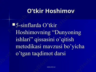 o’tkir hoshimov dars ishlanma — PPT