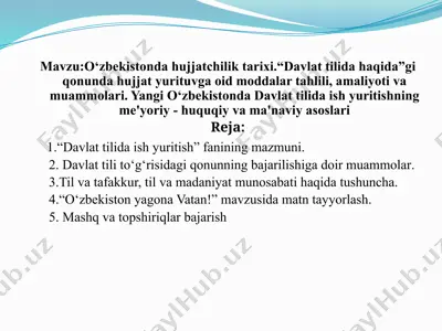 o‘zbekistondagi hujjatchilik tarixi — PPTX