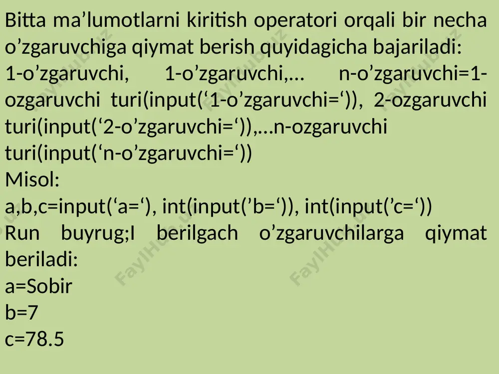 python dasturlash tilida chiziqli algoritmlar - Page 5