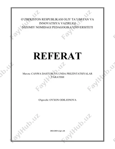 canwa dasturi va unda prezentatsiyalar yaratish — DOCX