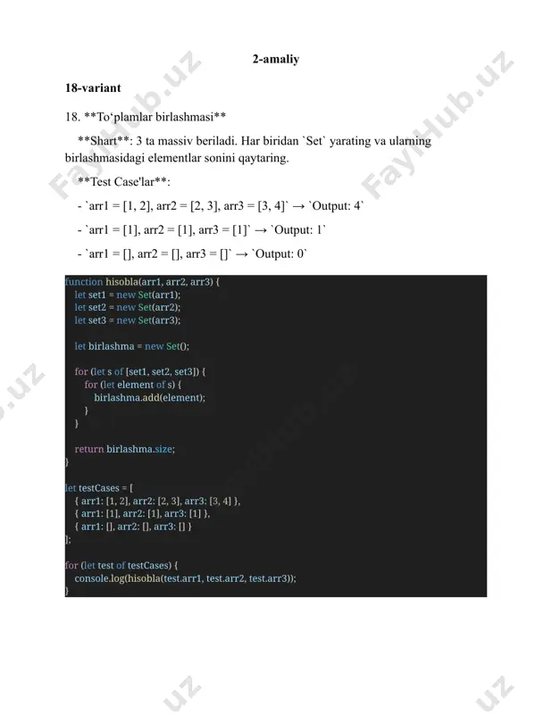 amaliy topshirig’i "to‘plamlar birlashmasi" - Page 2