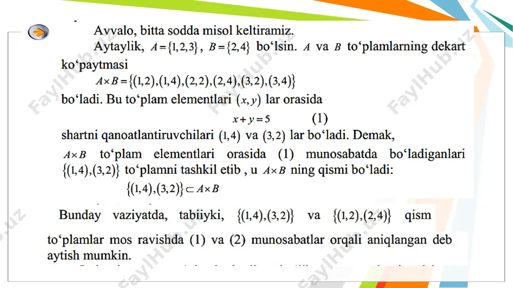 munosabatlar. binar munosabatlar va ularning matritsasi - Page 3