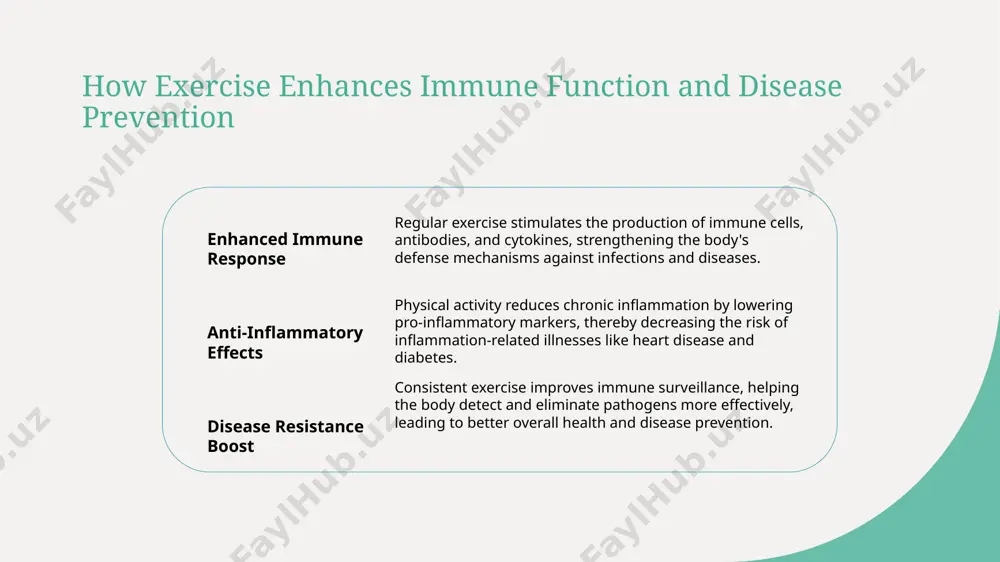fosters collective health awareness, and promotes mental resilience within uzbek society. 4 cultural attitudes in uzbekistan, physical activity is often linked to spiritual and emotional balance, with cultural perspectives encouraging a holistic approach to health and wellness. conclusions 1 physical activity promotes long, healthy lives regular exercise strengthens the heart, improves circulation, and lowers chronic disease risks, ensuring better health and longevity for individuals. 2 cultural heritage and modern sports unite communities uzbekistan blends traditional sports with modern practices, fostering social bonds, cultural pride, and health awareness, promoting unity and national identity. 3 mental and emotional benefits of consistent exercise physical activity releases mood-enhancing chemicals, boosts brain function, and encourages social interaction, significantly improving emotional resilience and mental well-being. references 1. smith, j. exploring the relationship between physical activity and health outcomes. journal of public health, 2020. 2. qodirov, d. cultural perspectives on sports and fitness in uzbekistan. central asian …