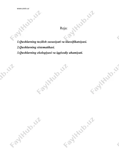 qushlar sinfi — DOC