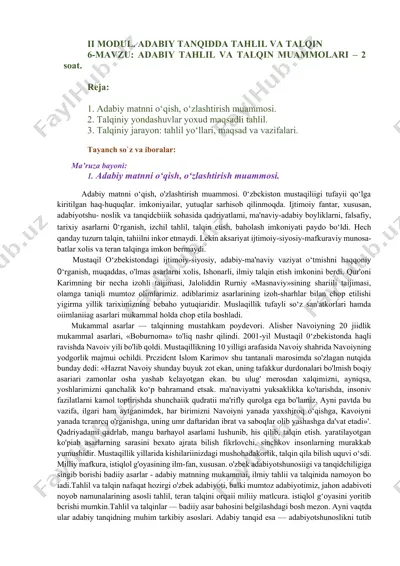 adabiy tahlil va talqin — DOCX