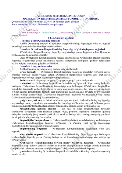 o‘zbekiston respublikasining qonuni — DOCX