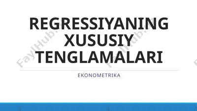 regressiyaning xususiy tenglamalari — PPTX