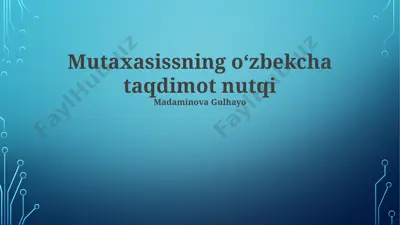mutaxasissning oʻzbekcha taqdimot nutqi — PPTX