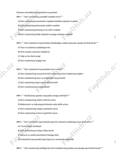 dori vositalarini tayyorlash — DOC