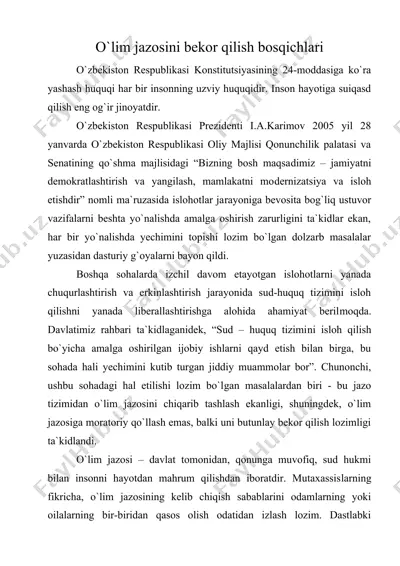 o`lim jazosini bekor qilish bosqichlari — DOC
