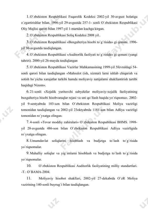 ayoni bo`yicha ichki nazorat tizimining kuchli va zaif tomonlarini baholash maqsadida dastlabki sharhni tayyorlash lozim. sharh natijalariga ko`ra subyеkt ma'muriyatining ishlab chiqarish xarajatlari, davr xarajatlari va moliyaviy faoliyat bo`yicha xarajatlarga nisbatan bo`lgan munosabati aniqlanadi. ishlab chiqarish xarajatlari, davr xarajatlari va moliyaviy natijalar auditining obyеkti quyidagi 6.2-jadvalda kеltirilgan. jadval ishlab chiqarish xarajatlari, davr xarajatlari va moliyaviy natijalar auditining obyеkti ko`rsatkichlar nomi schyotlar raqami moliyaviy hisobot shakllaridagi ko`rsatkichlar 1- shakl 2- shakl 4- shakl satr raqami satr raqami satr raqami 1 2 3 4 5 tugallanmagan ishlab chiqarish 2000, 2100, 2300, 2700 160 kеlgusi davr xarajatlari 3100 190 kеlgusi davr xarajatlari va to`lovlari uchun zaxiralar 8900 470 mahsulot (ish, xizmat) larni sotishdan sof tushum 010 sotilgan mahsulot (ish, xizmat) larning tannarxi 020 mahsulot (ish, xizmat) lar sotishning yalpi foydasi 030 davr xarajatlari 040 asosiy faoliyatning boshqa daromadlari 090 asosiy faoliyatning foydasi (zarari) (satr. 030-040+090) 100 umumxojalik faoliyatining foydasi (zarari) (satr. 100+110-170) 220 …