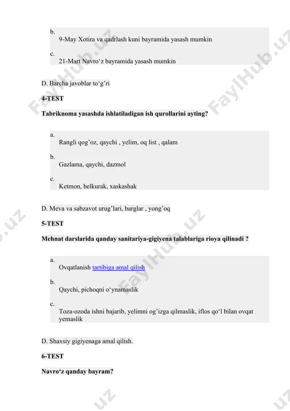 tabriknoma yasash haqida test savollari - Page 2