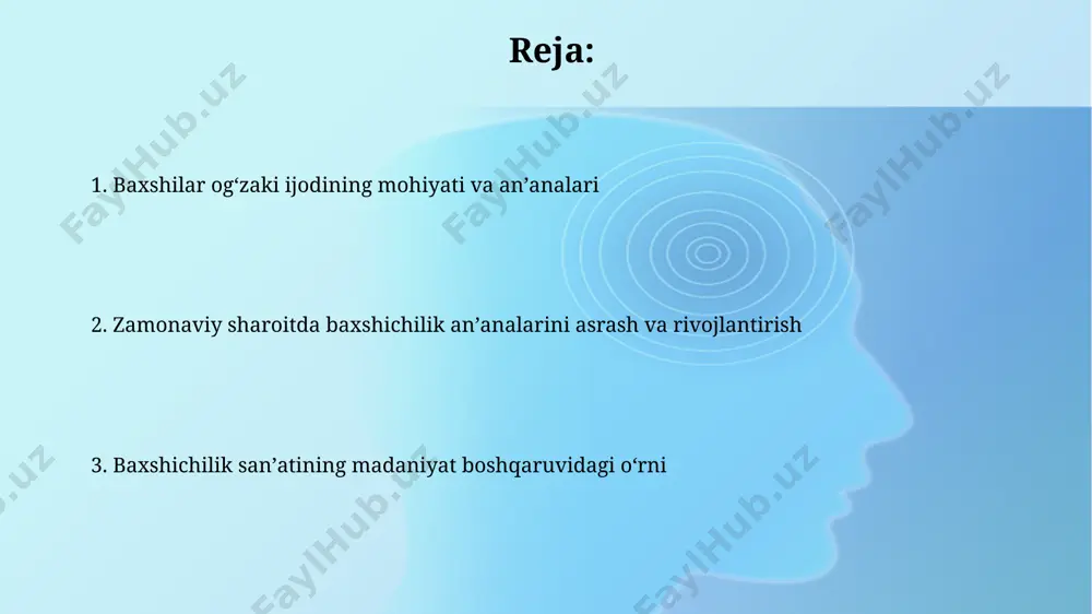yoddan aytib, voqealarni tasvirlashda 20 dan ortiq uslubiy usullardan foydalanadilar. baxshilik merosini asrash va kelajak avlodlarga yetkazish baxshilik merosini saqlash bo'yicha 10 dan ortiq mintaqaviy dasturlar mavjud bo'lib, ular yosh avlodni an'anaviy musiqa va dostonchilikka jalb qilishga qaratilgan. baxshilik san'atining o'ziga xos xususiyatlarini o'rganish va ularni zamonaviy ijro uslublari bilan uyg'unlashtirish orqali, 21-asrda ham 5 yildan ortiq davom etadigan yangi loyihalarni amalga oshirish mumkin. zamonaviy sharoitda baxshilik an'analarining saqlanishi va rivojlanishi zamonaviy o'zbekistonda 10 dan ortiq baxshilik maktablari faoliyat yuritmoqda, ular yosh avlodga an'anaviy musiqa cholg'ulari va dostonchilik san'atini o'rgatishga qaratilgan. baxshilik merosini saqlash va rivojlantirishga yo'naltirilgan 3 ta milliy dastur ijro etilmoqda, ularga davlat tomonidan sezilarli moliyaviy mablag'lar ajratilmoqda. baxshilikning ijtimoiy-madaniy ahamiyati baxshilik, 1000 yildan ortiq davom etgan an'anaviy san'at turi sifatida, o'zbek xalqining tarixi, urf-odatlari va qadriyatlarini saqlashda muhim rol o'ynaydi. baxshilikning og'zaki ijod namunalari, milliy identifikatsiya va madaniy merosning muhim qismini tashkil etib, yosh avlodga 50 dan …