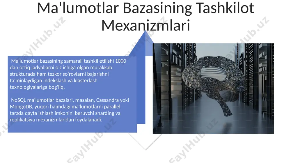 lumotlar bazalari, o'rtacha 100 millisekund ichida milliardlab aloqalar orqali ma'lumotlarni tezkor qidirish va tahlil qilish imkoniyatini taqdim etadi. ma'lumotlarni vizualizatsiya qilish interaktiv boshqaruv paneli yordamida 10 milliontadan ortiq yozuvni o'z ichiga olgan katta hajmdagi ma'lumotlar to'plamini tahlil qilish va foydalanuvchilarga filtrlash va saralash imkoniyatini taqdim etish mumkin. har xil turdagi ma'lumotlarni, jumladan, sonli va sifatli ma'lumotlarni birlashtirib, 5 ta turli xil vizualizatsiya vositalaridan foydalanish murakkab ma'lumotlarni tushunishni yaxshilaydi. mashinani o'rgatish va katta ma'lumotlar katta ma'lumotlar tahlili natijalari mashinani o'rgatish jarayonini 30% ga tezlashtirishi va model aniqligini 15% ga oshirishi mumkin. mashinani o'rgatish algoritmlari katta ma'lumotlar to'plamlaridan, masalan, 100 terabayt hajmdagi matn va raqamli ma'lumotlardan, naqsh va bog'liqliklarni aniqlash uchun foydalanadi. katta ma'lumotlarning amaliy qo'llanilishi sog'liqni saqlash sohasida, 5 million bemorning tibbiy ma'lumotlarini tahlil qilish orqali kasalliklarni erta aniqlash va prognoz qilish tizimlarini yaratish imkonini beradi, bemorlarning o'lim xavfini 15% ga kamaytiradi. katta ma'lumotlar tahlili orqali mijozlarning xarid qilish xatti-harakatlarini o'rganish, …
