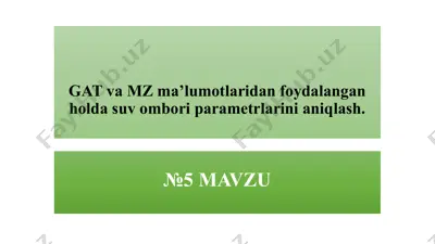 gidrotexnika suv omborlarining parametrlarini aniqlash — PPTX