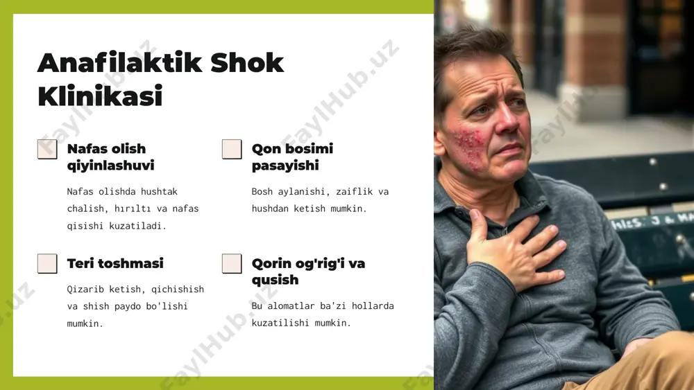 anafilaktik shok - sabablari, klinikasi va tashxisi, birinchi yordam - Page 4