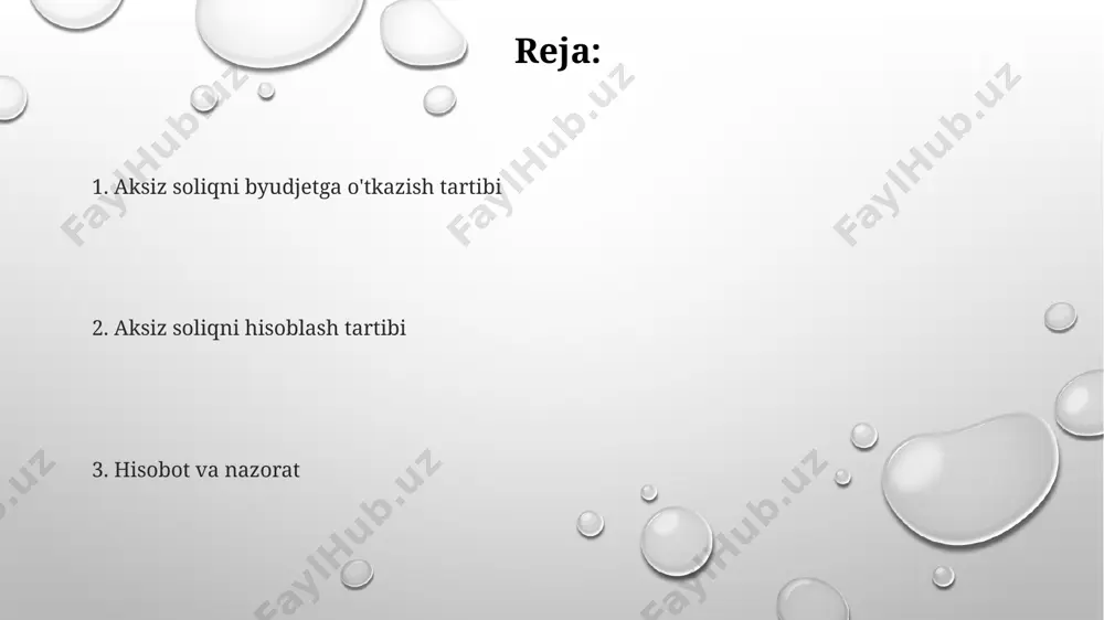 nmagan soliq summasiga bog'liq bo'lib, 10% dan 30% gacha yetishi mumkin. soliq to'lovchilar hisobotlarni har chorakda, ya'ni har 3 oyda bir marta, keyingi oyning 20-kunigacha topshirishlari shart. jami to'langan aktsiz soliq miqdori va to'lovlar tafsilotlari hisobotda ko'rsatilishi kerak. kichik korxonalar uchun soddalashtirilgan hisobot berish tartibi mavjud bo'lib, ular yiliga ikki marta, 30 iyun va 31 dekabr kunlariga qadar hisobot topshirishlari mumkin. ammo, bu faqat ayrim toifadagi aktsiz tovarlar uchun amal qiladi. bank orqali to'lov elektron to'lov tizimlari orqali aksiz solig'ini o'tkazishda, operatsiyaning muvaffaqiyatli amalga oshirilganligiga ishonch hosil qilish uchun, to'lov tasdiqini (elektron kvitansiya) saqlab qolish va uni 5 yil davomida arxivlash kerak. aksiz solig'i to'lovlari uchun bank komissiyasi miqdori, bankning tarif rejasiga muvofiq, odatda to'lov summasining 0,1% dan 0,5% gacha o'zgarib turadi va bu haqda bankdan oldindan ma'lumot olish tavsiya etiladi. bank orqali aksiz solig'ini byudjetga o'tkazishda, to'lov topshirig'ida soliq to'lovchining identifikatsiya raqami (tin), soliq turi (aksiz solig'i) va to'lov …