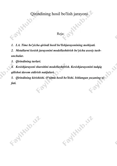qirindining hosil bo'lish jarayoni — DOC