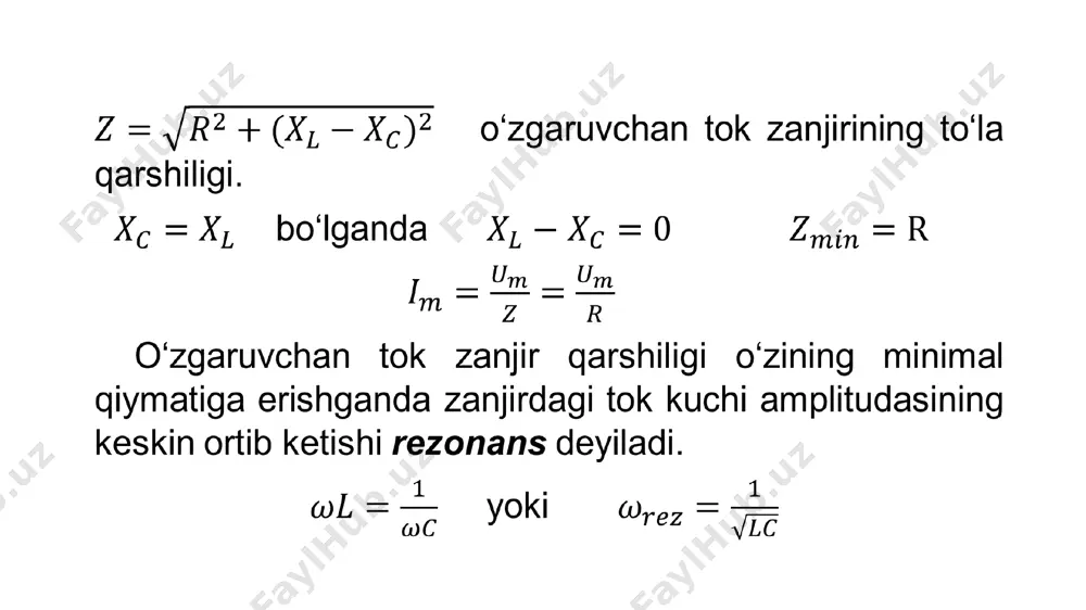 o‘zgaruvchan tok zanjirida rezonans hodisasi - Page 2
