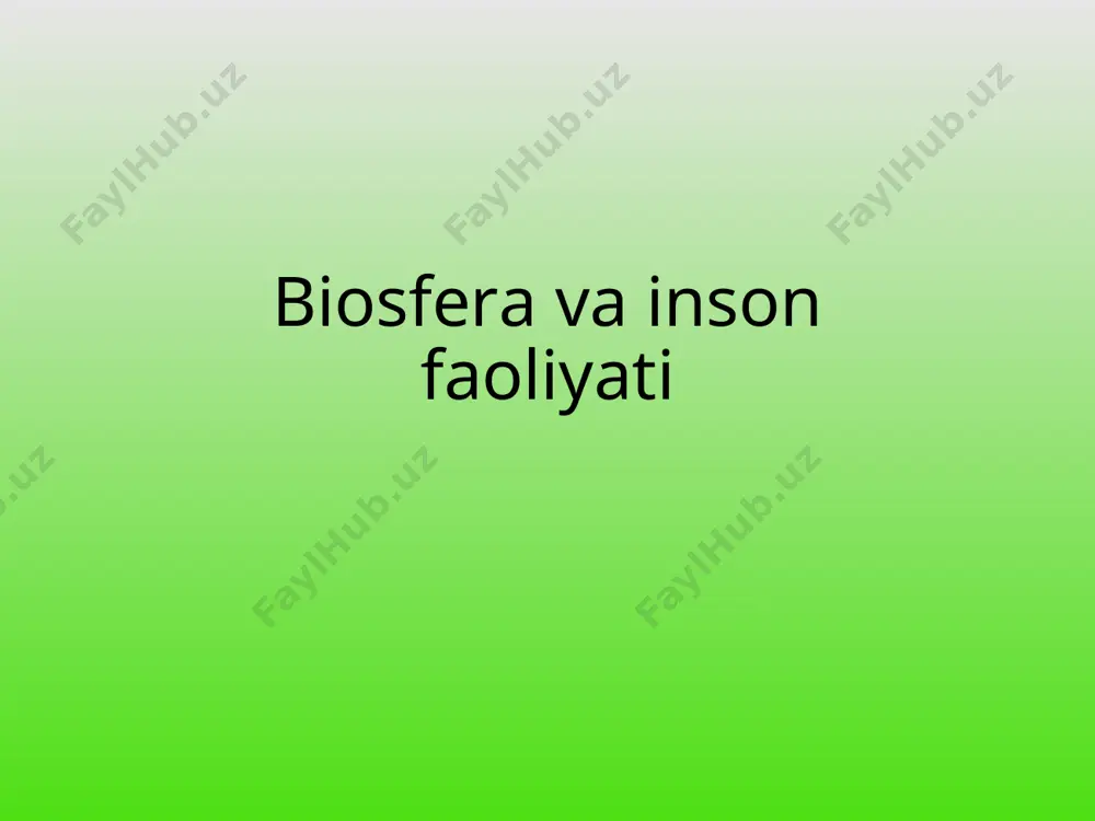lkan tabiiy muhitlarni hosil qiladigan juda kichik bo’lakchalardan iborat. biosferada tirik va tirik bo’lmagan tabiat shu darajada birikib ketganki ularni bir-biridan ajratib o’rganish juda qiyin. energiyaning yo’nalishi va biosferada moddalarning aylanishi. yer biosferasida moddalarning doimiy harakati va qayta taqsimlanishi sodir bo’ladi. unda harorat va bosim ta‘sirida qattiq, suyuq va gaz xoldagi tanalarning o’zgarishi sodir bo’ladi. litosferaning asosiy elementlari kislorod, kremniy, alyuminiy, temir, magniy, natriy va kaliy bo’lib ular katta aylanishga qatnashadi. moddalarning katta aylanishida birinchi navbatda yengil elementlar gazlar, tabiiy suvlar harakatlanadi. qattiq moddalar sekin aylanadi: bunday aylanishga 80 - 100 million yil bo’ladi. biosferaning tirik moddalari. 1. molekulyar darajadagi - ya‘ni, avlodlarni strukturasining birligi. unda oqsil, nuklein kislotalari, uglevodlarning o’zaro aloqasi ko’zda tutiladi. ana shu darajada tirik organizmlarga xos bo’lgan nur va kimyoviy energiya almashinuvi dnk, rnk ionlari orqali irsiy belgilarni avloddan-avlodga ko’chib yurishi sodir bo’ladi. 2. hujayra darajasidagi - biologik aktiv molekulalar yagona tizimda bo’ladi. 3. to’qima darajasidagi …