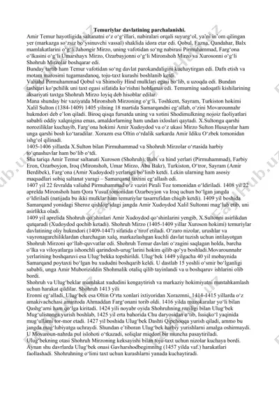 temuriylar davlatining parchalanishi — DOCX
