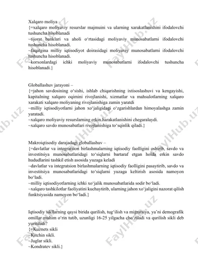 xalqaro moliya fanidan yakuniy testlar — DOCX