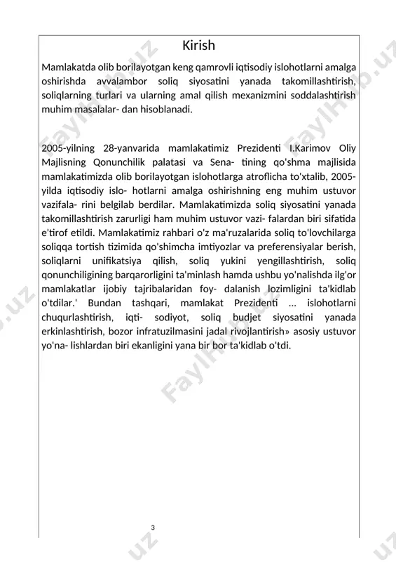 muayyan summadagi pul mablag`lari zarur bo`ladi va uni davlat faqat soliqlar vositasida to`play oladi. shundan kelib chiqib, soliq yukining eng kichik miqdori davlat funksiyalarining eng kamini bajarish uchun davlat sarflaydigan xarajatlar bilan belgilanadi: bular boshqaruv, mudofaa, sud, tartibni saqlash va boshqalar, davlatga qancha ko`p funksiyalami bajarish yuklatilgan bo`lsa, u shuncha ko`p soliq to`plashi zarur bo`ladi. soliqqa tortish tamoyillari. soliqlarning iqtisodiy mohiyati davlatning yuridik va jismoniy shaxslar bilan yuzaga keladigan pul munosabatlari bilan xarakterlanadi. bu pul munosabatlari obyektiv shartlidir va o`ziga xos ijtimoiy massadga - pul mablag'larining davlat ixtiyorida to`planishiga ega. shuning uchun soliq suyidagi unga tegishli funksiyalar bilan birga iqtisodiy kategoriya sifatida saralishi mumkin: fiskal - muayyan maqsadlarda foydalanish uchun byudjetga daromadlarning bir qismini olib qo`yish. rag'batlantiruvchi - soliq imtiyozlari, sanksiyalari yordamida texnik taraqqiyot, kapital qo`yilmalar, ishlab chiqarishni kengaytirish masalalari hal qilinadi. tartibga soluvchi-byudjetlar o`rtasidagi va byudjet tizimi ichidagi munosabatlarni tartibga solish. taqsimlovchi va qayta taqsimlovchi. soliq yordamida milliy daromad …