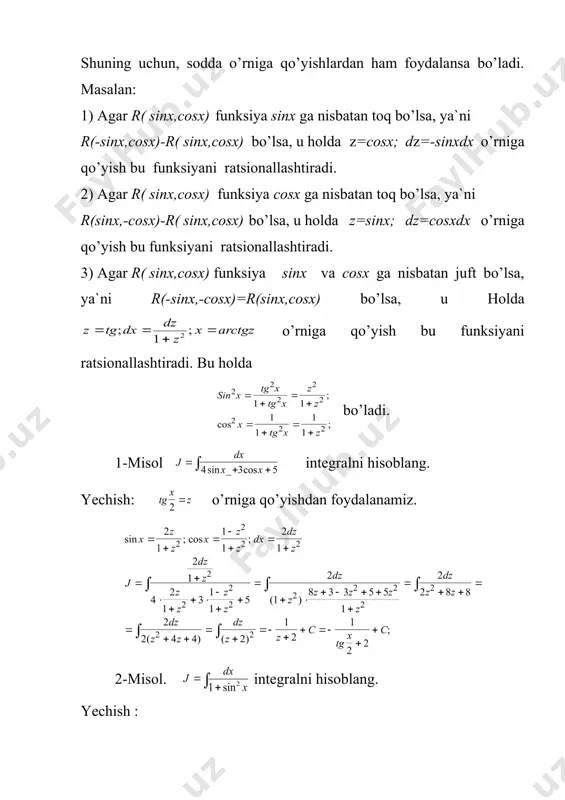 503485.unknown _1011503496.unknown _1011503501.unknown _1011503506.unknown _1011778266.unknown _1185102911.unknown _1011503507.unknown _1011503508.unknown _1011503503.unknown _1011503504.unknown _1011503502.unknown _1011503498.unknown _1011503500.unknown _1011503497.unknown _1011503490.unknown _1011503492.unknown _1011503493.unknown _1011503491.unknown _1011503487.unknown _1011503488.unknown _1011503486.unknown _1011503479.unknown _1011503481.unknown _1011503482.unknown _1011503480.unknown _1011503476.unknown _1011503477.unknown _1011503475.unknown _1011503463.unknown _1011503468.unknown _1011503471.unknown _1011503472.unknown _1011503470.unknown _1011503465.unknown _1011503467.unknown _1011503464.unknown _1011503457.unknown _1011503461.unknown _1011503462.unknown _1011503459.unknown _1011503455.unknown _1011503456.unknown _1011503454.unknown r ( sinx, cosx)dx ò tg x z 2 = tg x z 2 = sin ; x tg x tg x z z = + = + 2 2 1 2 2 1 2 2 cos ; x tg x tg x z z x arctgz x arctgz dx dz z = - + = - + = = = + 1 2 1 2 1 1 2 2 2 1 2 2 2 2 2 r x x dx r z z z z dz z r z dz (sin , cos ) ; ( ) ò ò ò = + - + æ è …