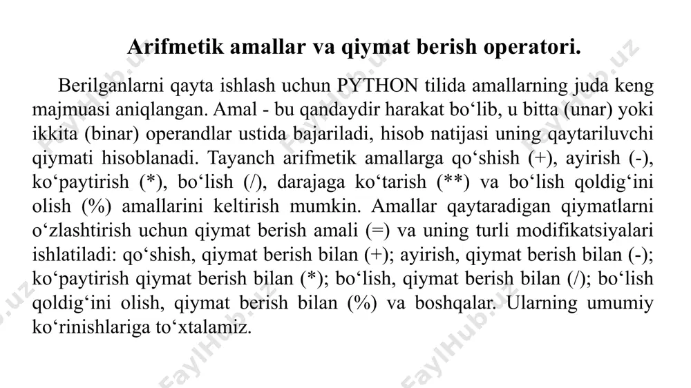 pythonda arifmetik, mantiqiy operatorlar va ularning tadbiqi - Page 5