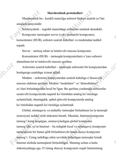 marshrutlash protokollari — DOC