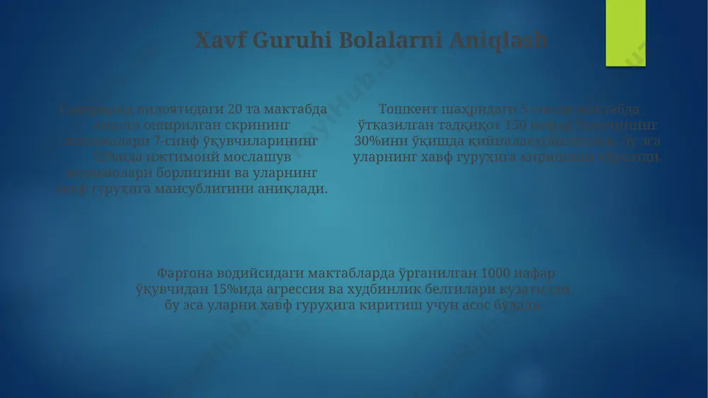 qo'llaniladigan 3d modellashtirish texnologiyalari ijtimoiy loyihalarda hamkorlik qilish ko'nikmalarini 25% ga oshirdi, natijalar 2023 yilgi hisobotda qayd etilgan. e'tiboringiz uchun rahmat @taqdimot_robot image2.png image3.png image4.png image5.png