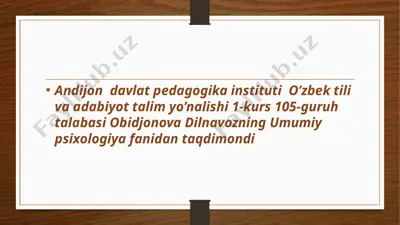 umumiy psixologiya fanidan taqdimot — PPTX